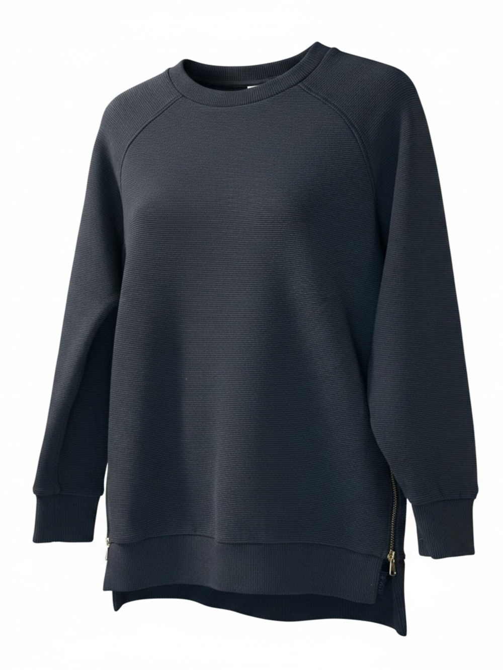 Varley XS Black Longline Side Zip Sweatshirt Pullover Athleisure